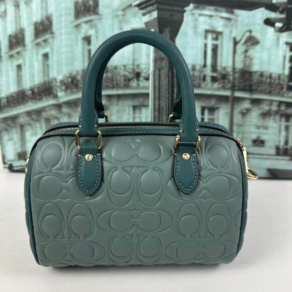 Coach CY744 Mini Rowan Crossbody Bag In Blocked Signature Leather IN Dark - Picture 6 of 9